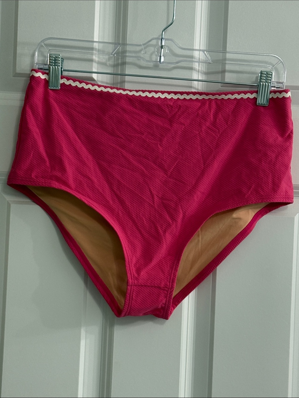J. Crew Pink High-Waist Swim Bottoms with White Trim NWOT